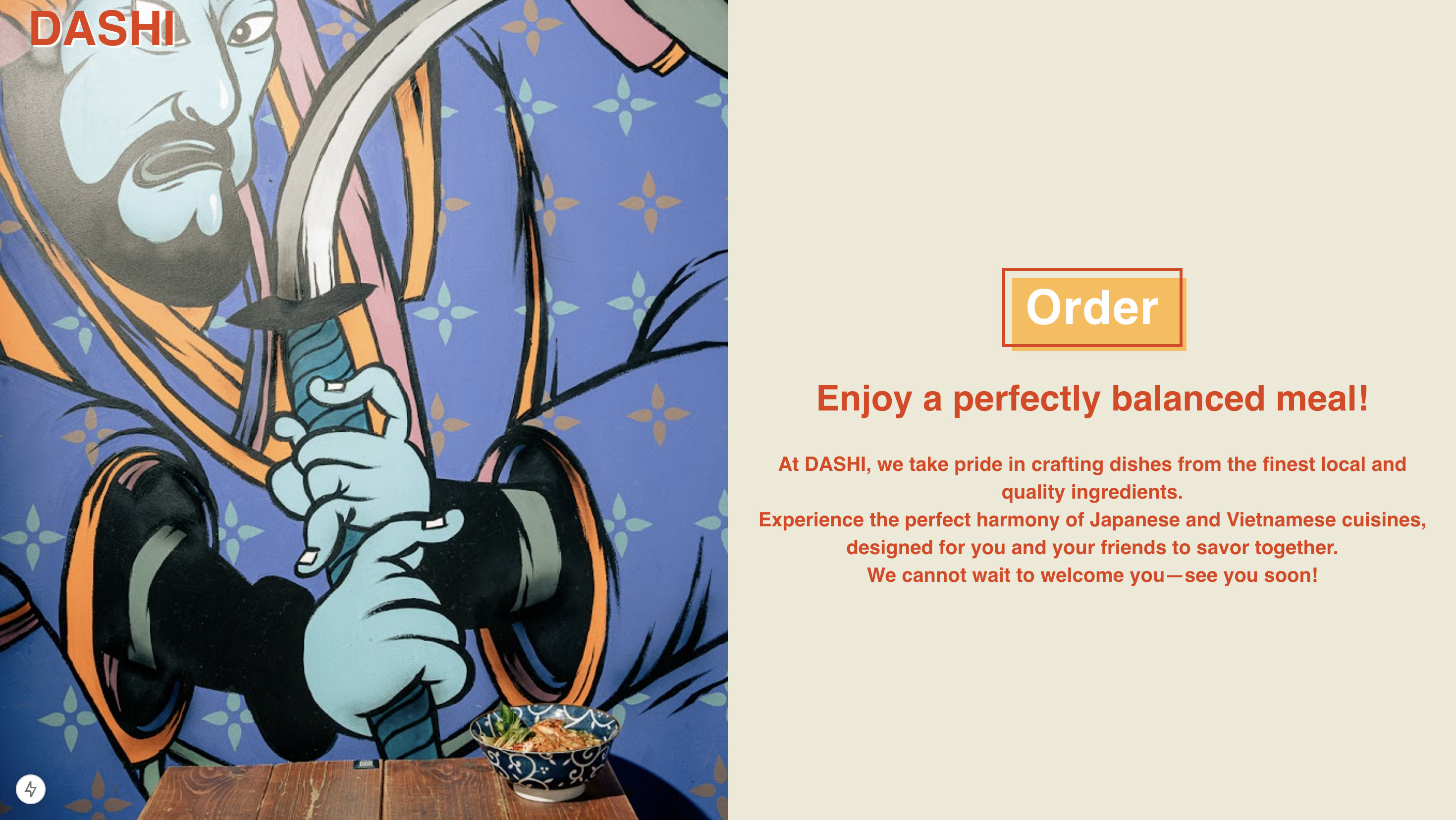 Dashi Website - An immersive restaurant website that beautifully blends Vietnamese and Japanese culinary traditions ...